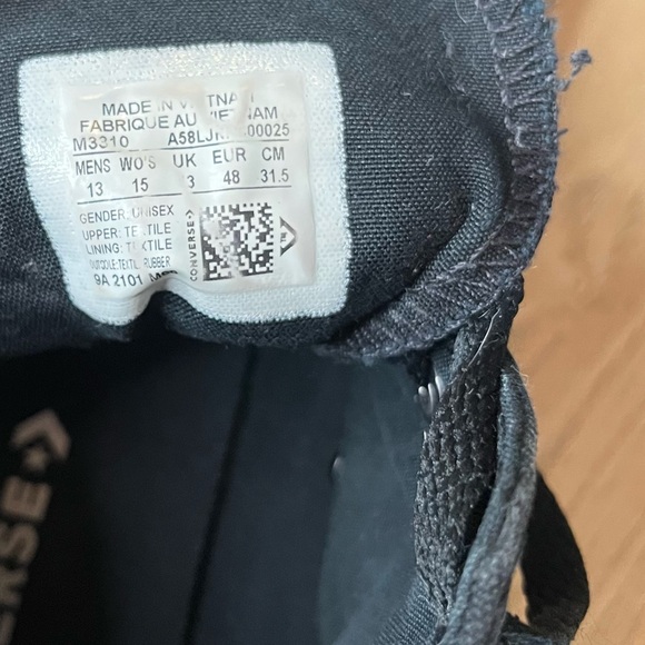 Converse All Star Chuck Taylor Black High Top Canvas Sneakers Monochrome Mens 13 - Picture 12 of 12